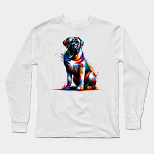 Bold and Powerful Mastiff in Splash Art Style Long Sleeve T-Shirt